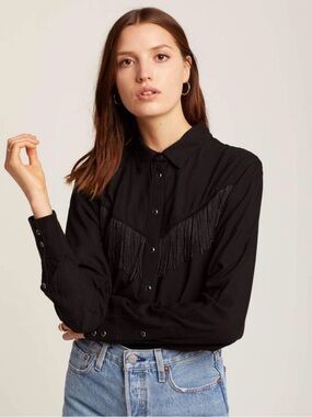 Levi's Black Fringe Western Button-Down Shirt